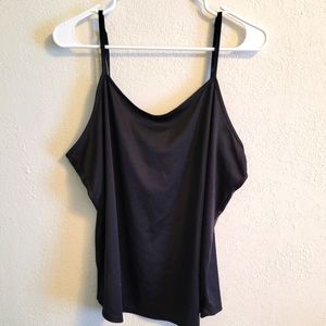 No Boundaries silky black adjustable length spaghetti strap cami tank
